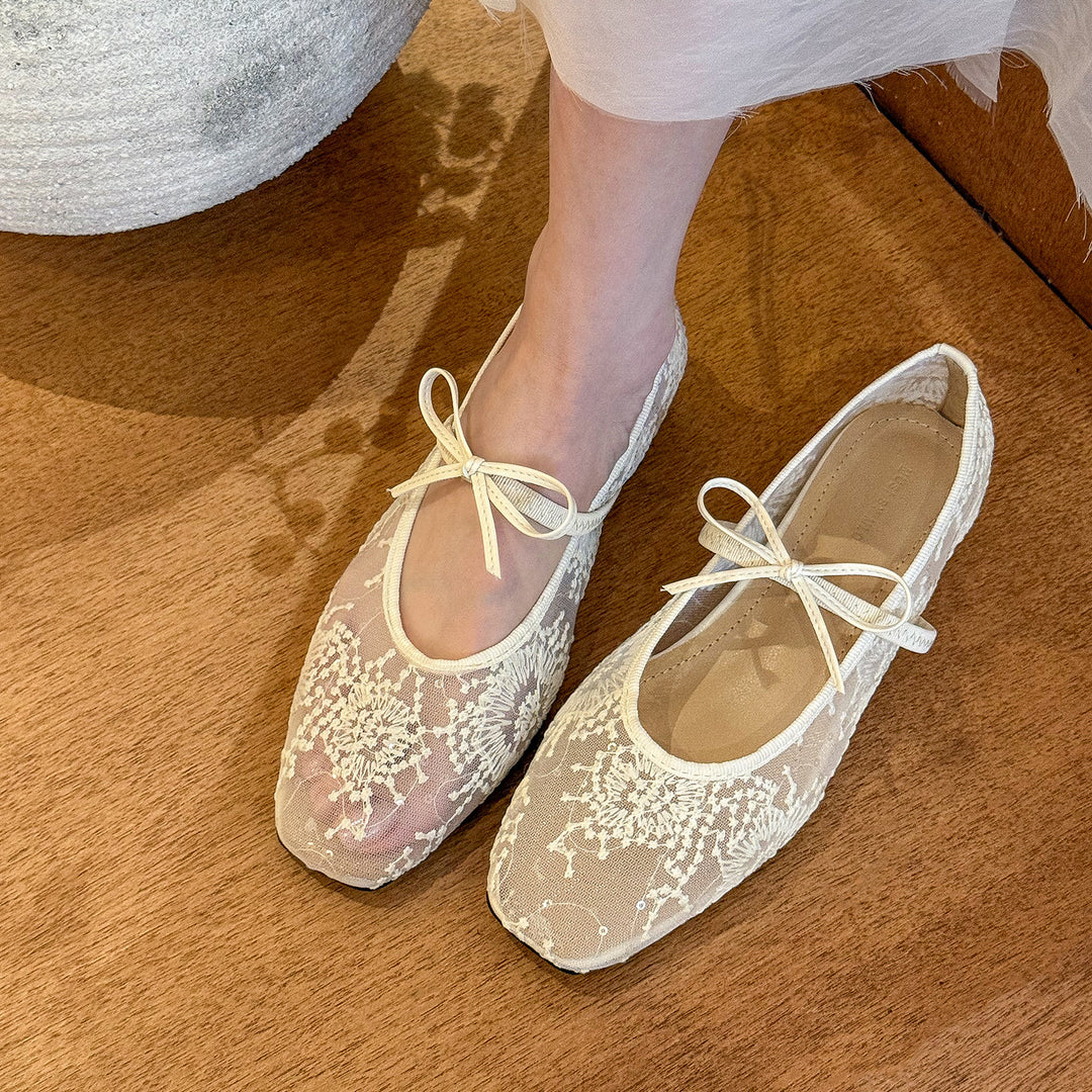 Damen erotische Ballerinas mit filigranem Schnürdesign und komfortabler Innensohle R&B