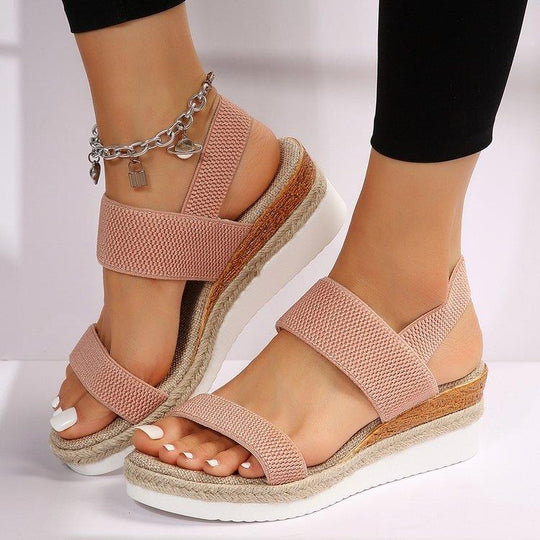Damen Wedge-Sandalen mit verstellbaren Riemen und komfortablem Fußbett R&B