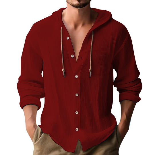 Herren lässiges Kapuzenshirt mit Knopfleiste und praktischen Taschen R&B