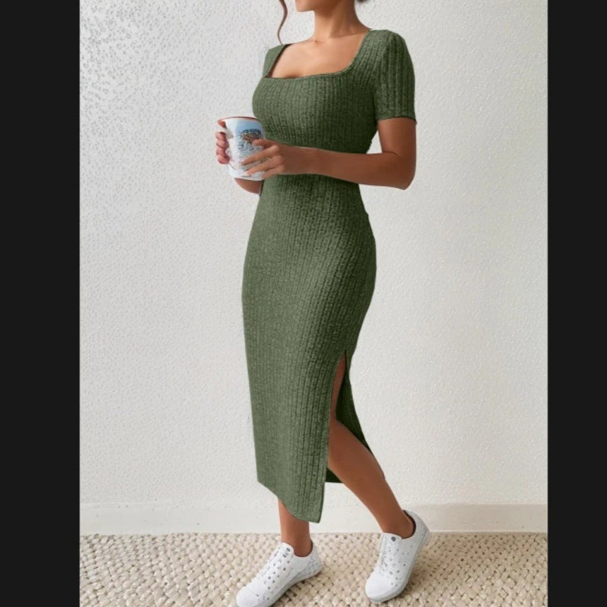 Damen Figurbetontes Maxikleid mit seitlichen Schlitzen und elastischem Material R&B
