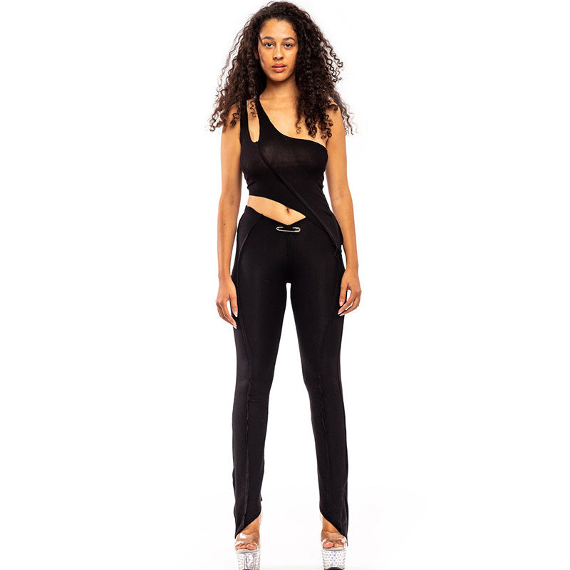 Damen asymmetrischer Jumpsuit mit modischem Cut-Out und eleganter Taillierung R&B