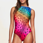 Damen Einteiliger Badeanzug mit buntem Bandana-Design R&B