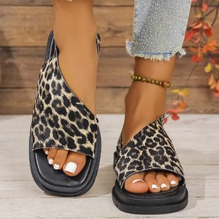 Damen bequeme Riemchen-Sandalen mit buntem Muster R&B