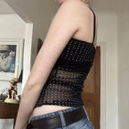 Damen Verspieltes Spaghetti-Trägertop mit transparenten Akzenten und Punkten R&B