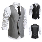 Herren moderne Anzugweste mit asymmetrischem Reißverschluss und eleganter Passform R&B