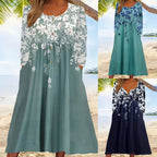 Damen Maxikleid mit floralem Design und eleganten Knopfdetails R&B