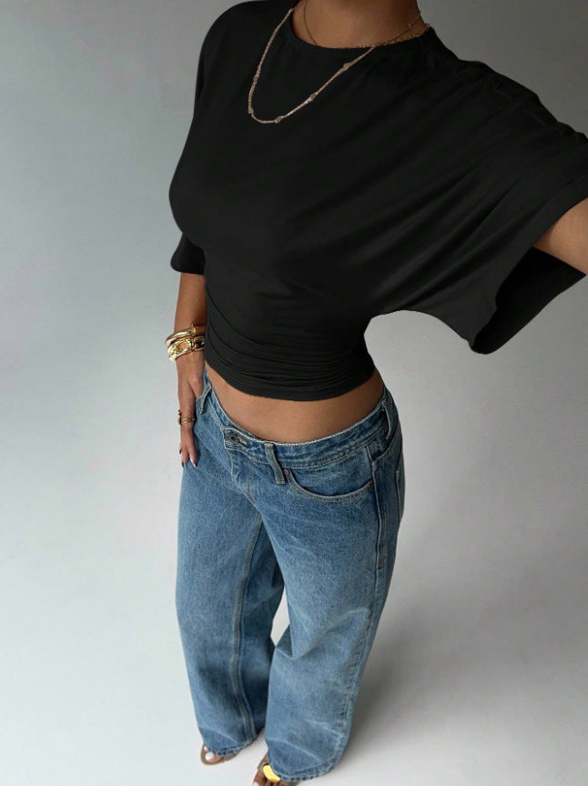 Damen Kurzärmliges Crop-Top R&B