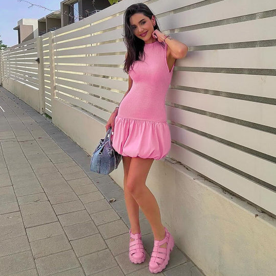 Damen Verspieltes Minikleid mit raffiniertem Taillenbund und stylischem Schnitt R&B