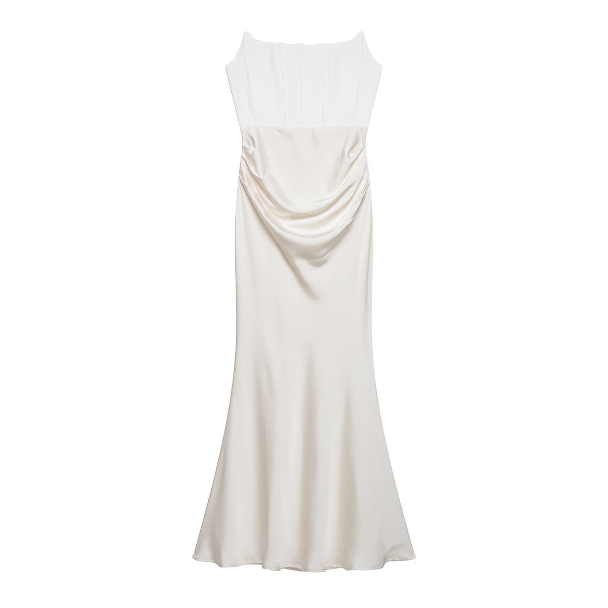 Damen langes Satin Abendkleid mit elegantem Drapé R&B
