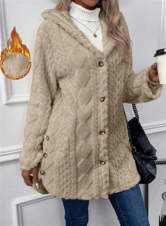 Damen Kuschelige Teddyjacke mit Knopfverschluss R&B
