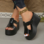 Damen Wedge-Pantoletten mit elegantem Riemendesign und komfortabler Plateau-Sohle R&B