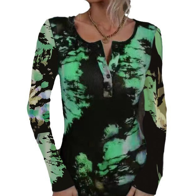 Damen Langarmshirt mit buntem Farbverlauf