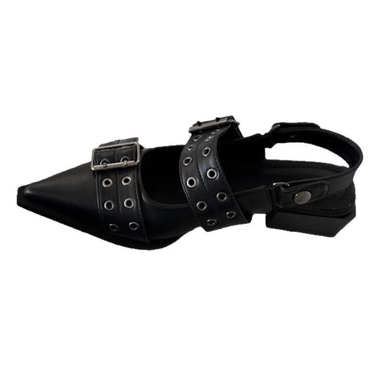 Damen elegante spitze Mules mit dekorativen Schnallen R&B