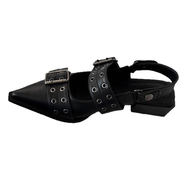 Damen elegante spitze Mules mit dekorativen Schnallen R&B