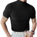 Herren nan Kurzarm Feinstrickshirt mit Stehkragen R&B