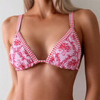 Damen Triangel-Bikini mit verspieltem Floral-Design und elastischen Trägern R&B