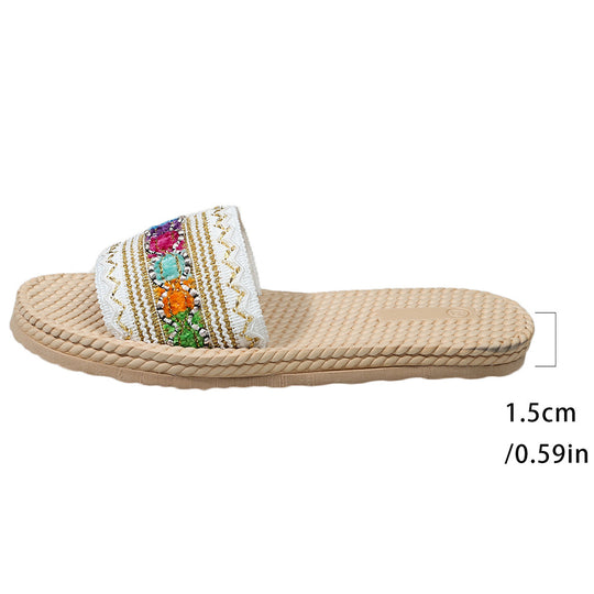 Damen Riemensandalen mit eleganter Blütenapplikation und rutschfester Sohle R&B