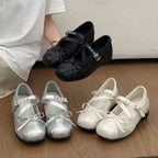 Damen elegante Ballerinas mit modischem Riemchen und atmungsaktiver Oberflächenstruktur R&B