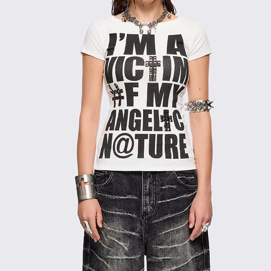 Damen T-Shirt mit kreativem grafischen Aufdruck R&B