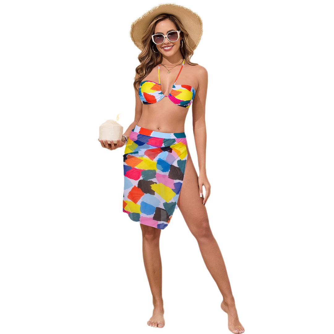 Damen Bandeau-Bikini mit farbenfrohem Wickelrock R&B