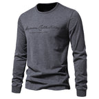 Herren nan minimalistisches Rundhals-Sweatshirt aus Baumwollmischung mit gerippten Bündchen R&B