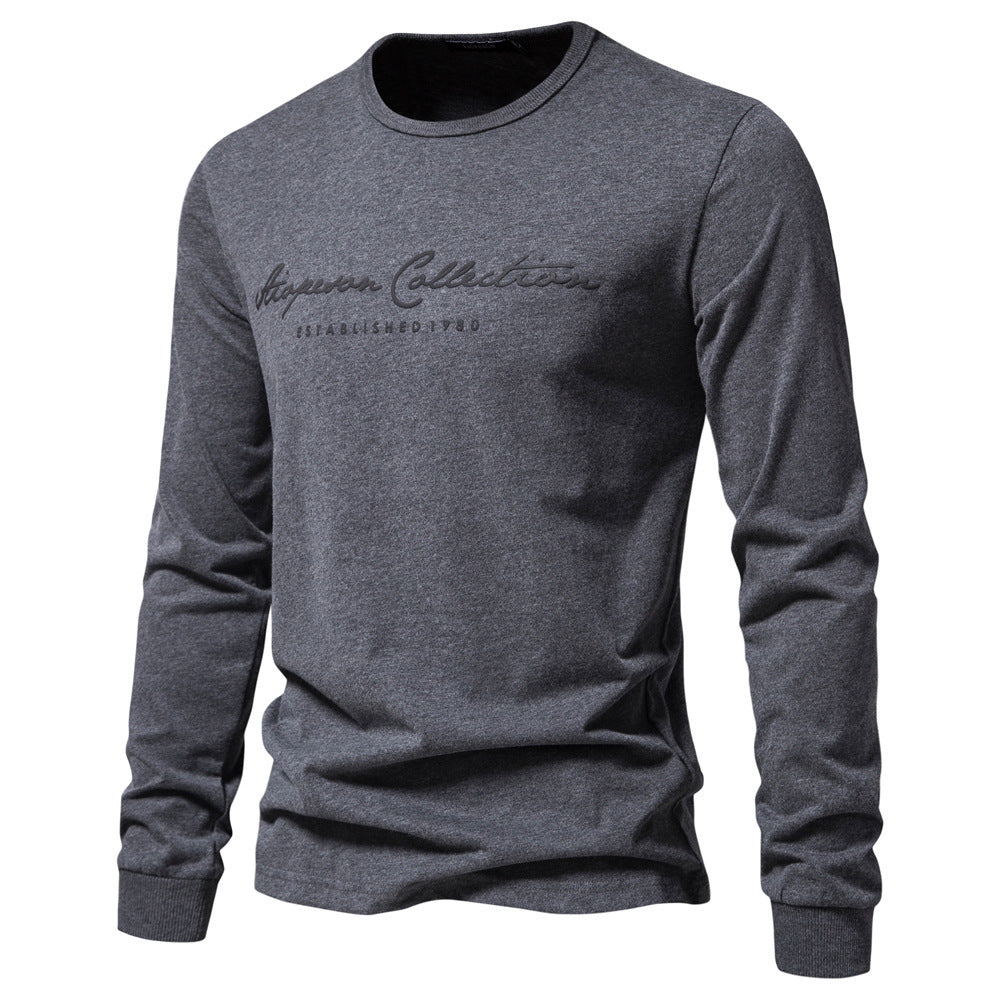 Herren nan minimalistisches Rundhals-Sweatshirt aus Baumwollmischung mit gerippten Bündchen R&B