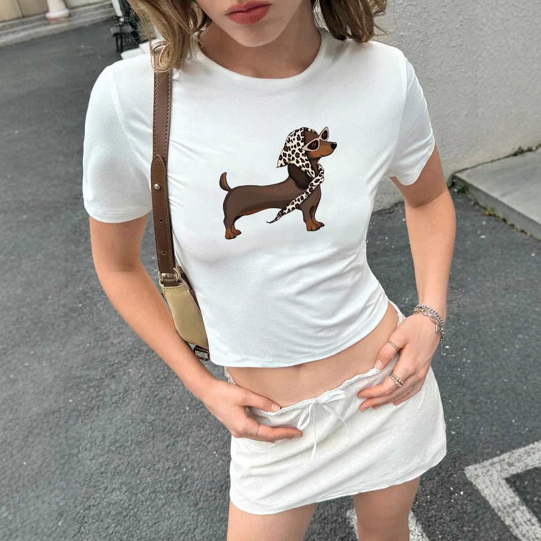 Damen T-Shirt mit originellem Tiermotiv und figurbetontem Schnitt R&B