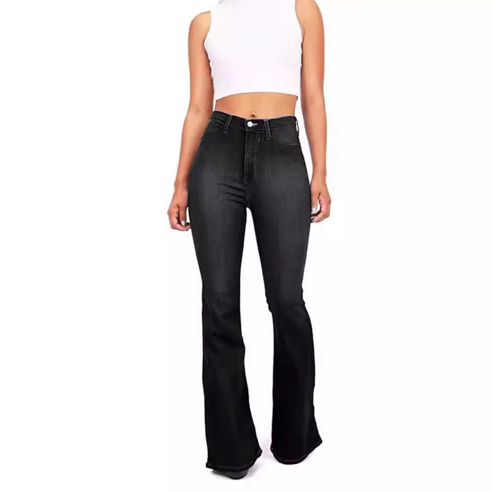 Damen Hoch taillierte Bootcut Jeans im eleganten zeitlosen Stil R&B