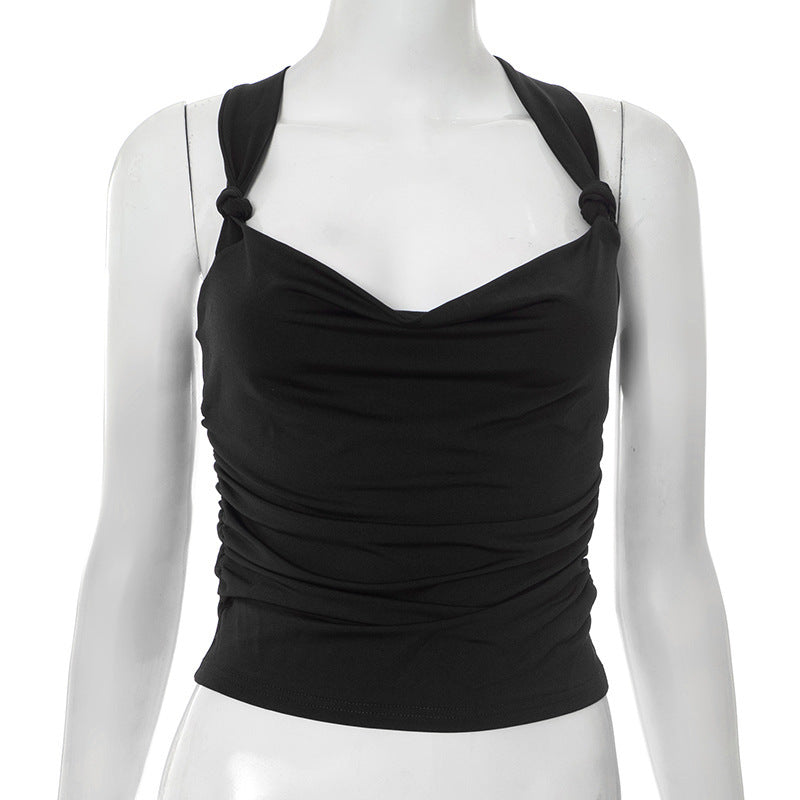 Damen modisches Top mit Knoten-Detail und Raffungen R&B