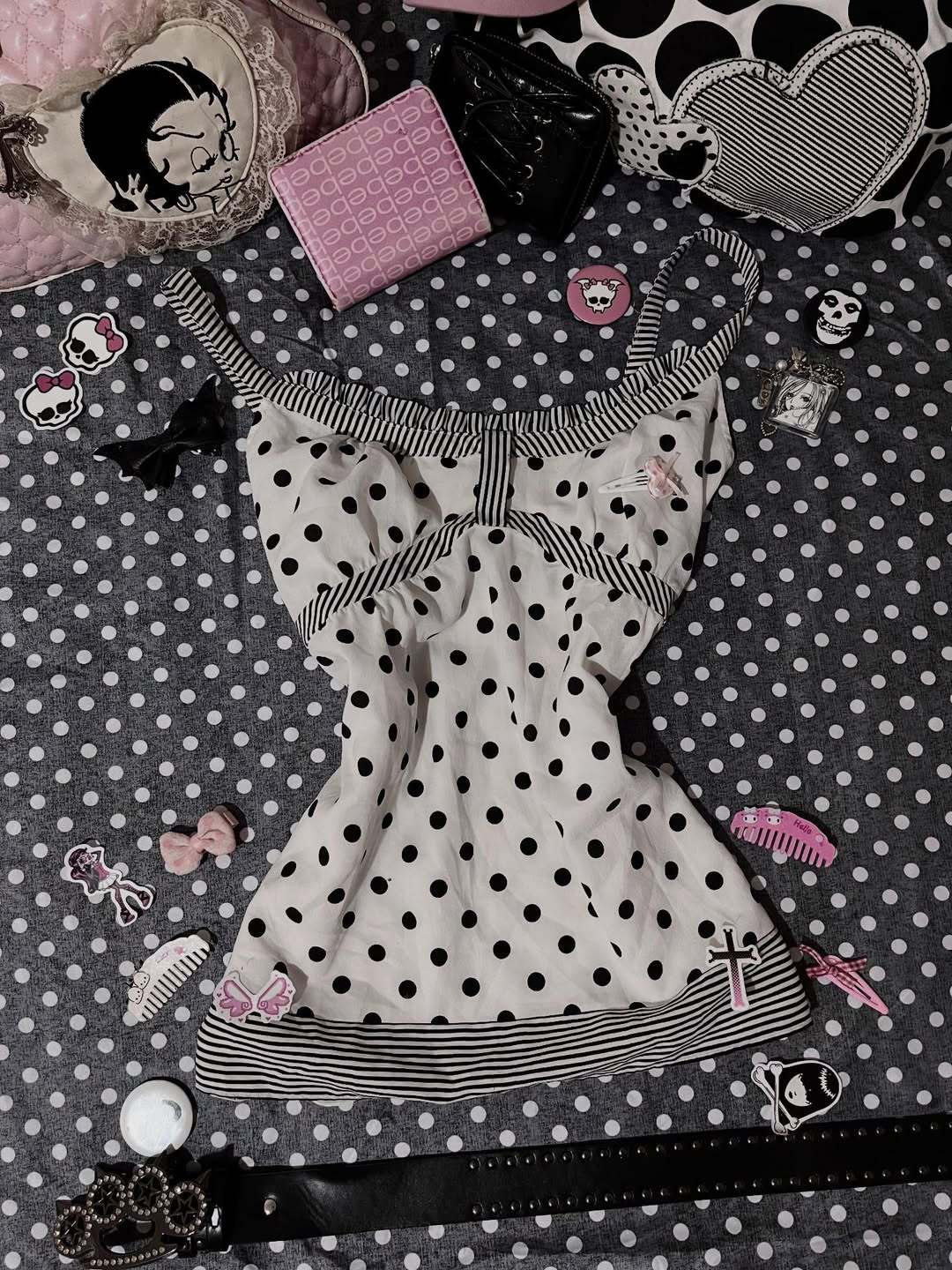 Damen Charmantes Polka-Dots Top R&B
