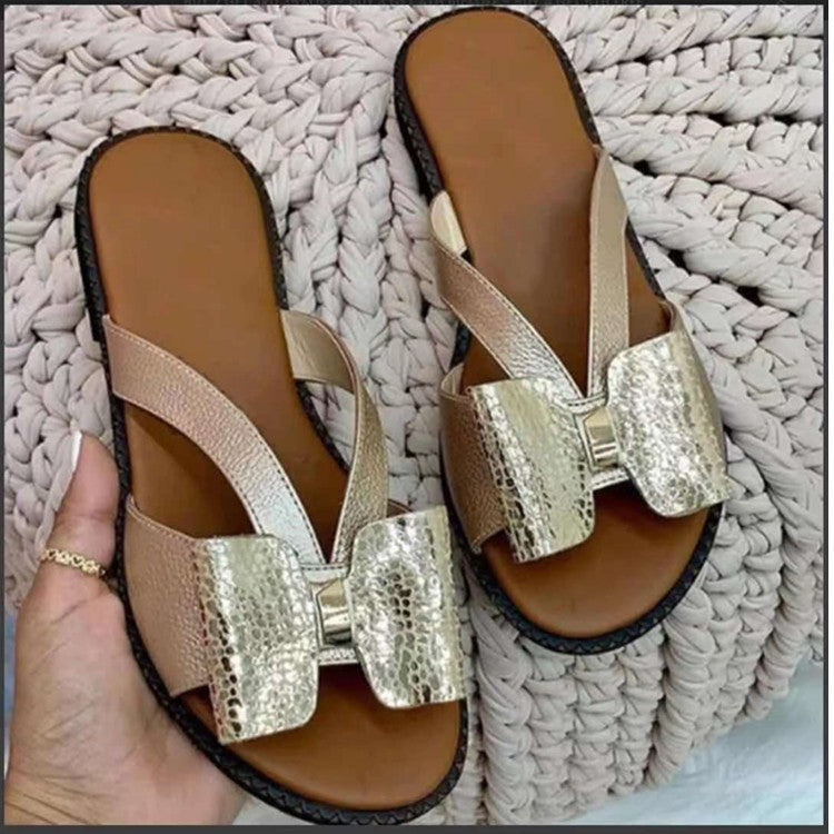 Damen Sandalen mit schickem Schleifen-Design und bequemer Sohle