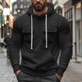 Herren nan sportiver Kapuzenpullover mit aufgesetzten Klappentaschen, Kängurutasche und schmalem Saum R&B