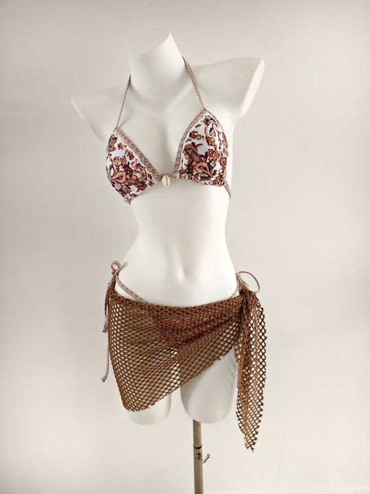 Damen Triangel-Bikini mit modischen Netzrock-Details R&B