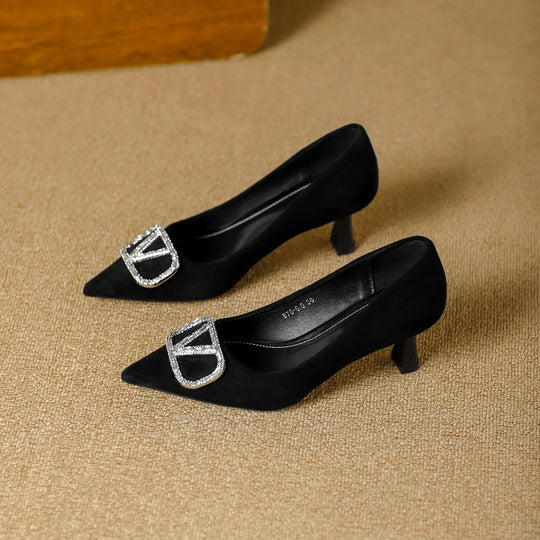Damen elegante Pumps mit funkelndem Schmuckelement R&B
