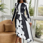 Damen Maxikleid mit modernem Grafikdesign und elegantem Schnitt R&B