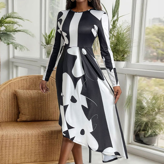 Damen Maxikleid mit modernem Grafikdesign und elegantem Schnitt R&B