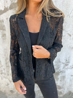 Damen Transparente Spitzenjacke mit elegantem Schnitt R&B