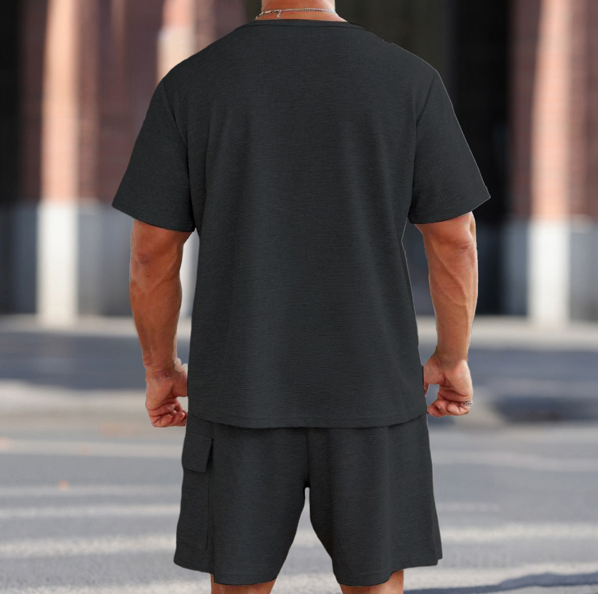 Herren lässiges Sport-Set mit praktischen Taschen und atmungsaktivem Gewe