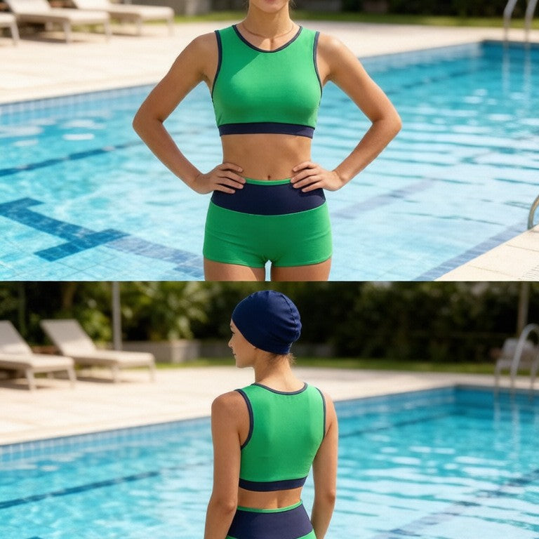 Damen Sportliches Bikini-Set mit hoch geschnittenem Höschen R&B