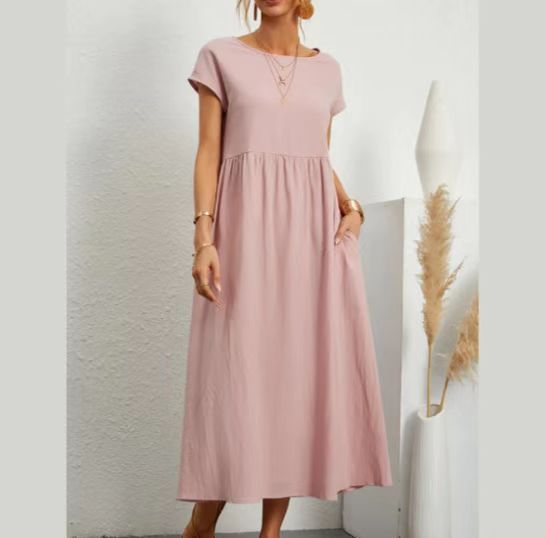 Damen lässiges Maxikleid mit praktischem Taschen und fließendem Schnitt R&B