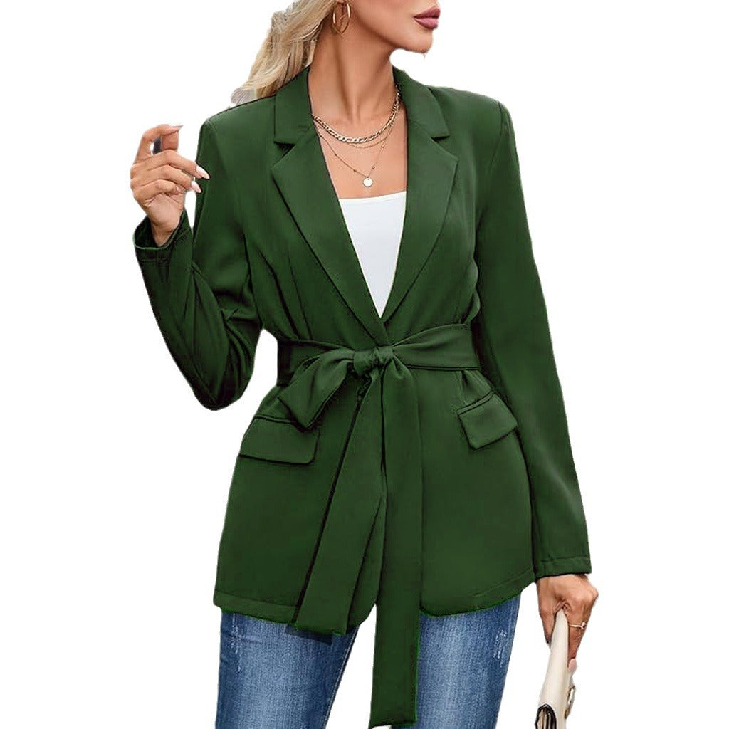 Damen eleganter Blazer mit tailliertem Schnitt und Gürtel R&B