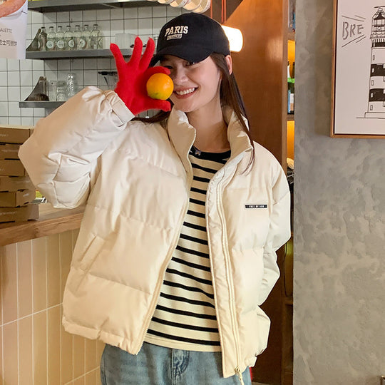 Damen Stylische und ultraleichte Pufferjacke mit hohem Kragen und praktischen Taschen R&B