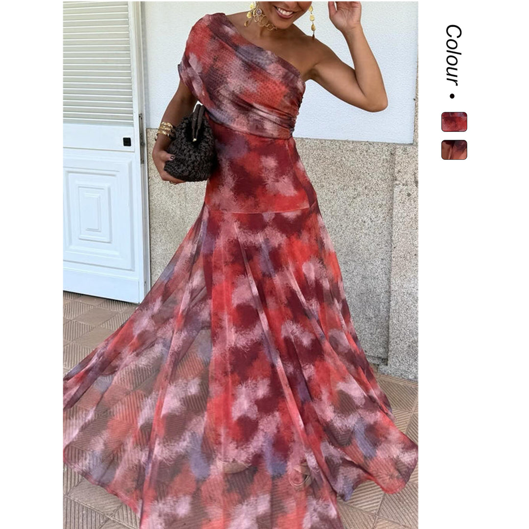 Damen Wickelkleid mit modischem Farbmuster und elastischem Tailleneinsatz R&B