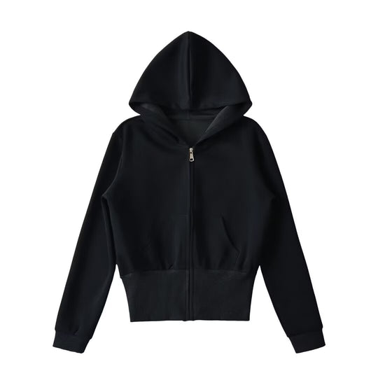 Damen lässige Kapuzenjacke mit Reißverschluss und praktischen Taschen R&B