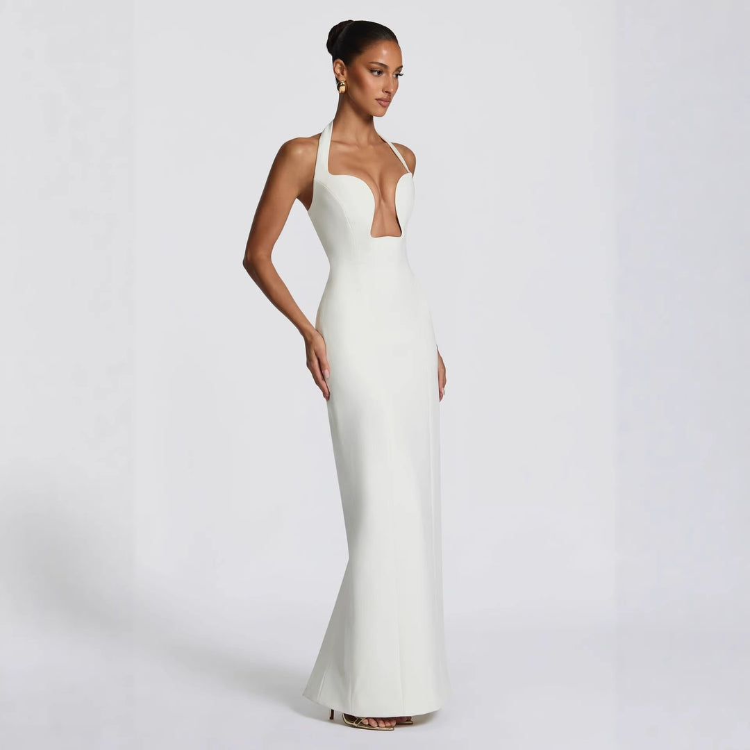 Damen Abendkleid mit tiefem V-Ausschnitt und figurbetontem Schnitt R&B