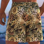 Herren Badeshorts mit animalischem Muster und elastischem Bund