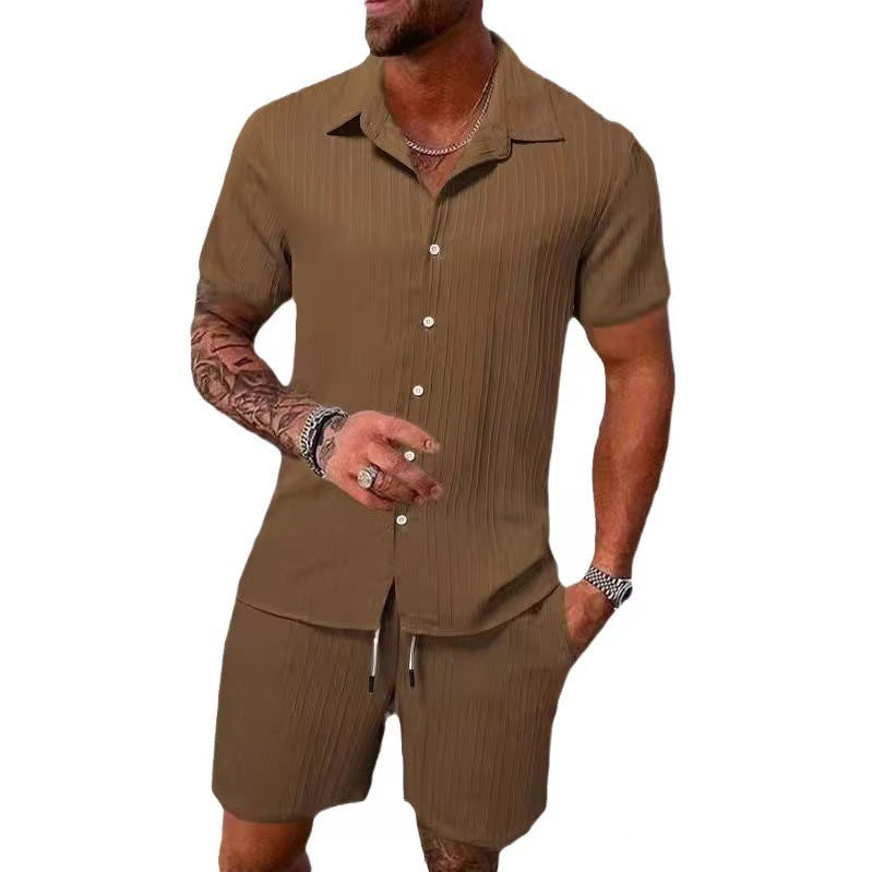 Herren atmungsaktives Sport-Set mit Kurzarm-Hemd und Shorts R&B