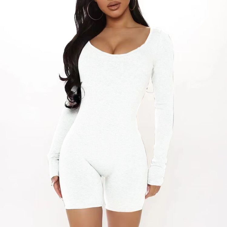 Damen Langarm Jumpsuit mit figurformendem Schnitt und Rippstruktur R&B