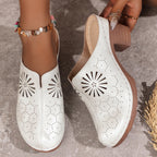 Damen Holz-Pantoletten mit raffiniertem Blumendekor und bequemer Sohle R&B