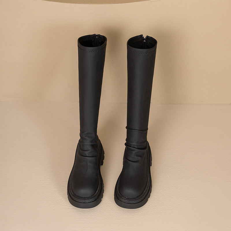 Damen hohe Gummistiefel mit rutschfester Profilsohle und elastischem Schaft R&B